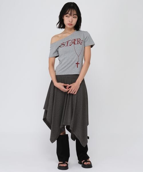 ALAND（エーランド）の「3.3 Field Trip／ボーダーアシメヘムミディスカート（スカート・グレー(15)/ブラック(19)・F）」の9枚目の写真