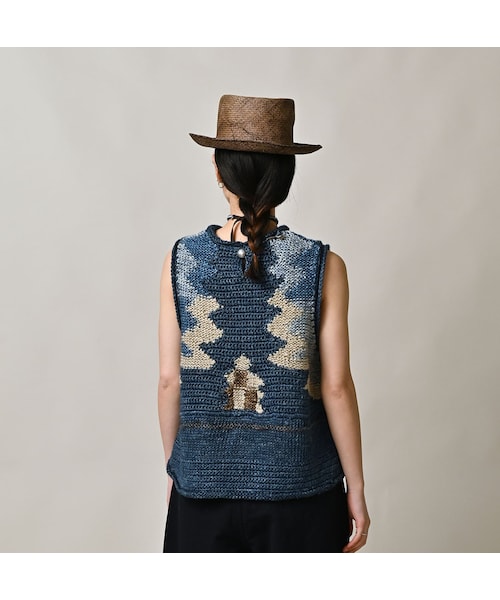 45R(フォーティファイブアール)の「ラグジャカードのキャミ(藍ベース)(トップス・レディース・75-藍ベース・00-フリー)」の6枚目の写真