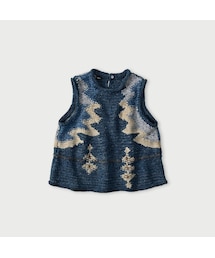 ラグジャカードのキャミ（藍ベース）