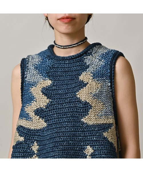 45R(フォーティファイブアール)の「ラグジャカードのキャミ(藍ベース)(トップス・レディース・75-藍ベース・00-フリー)」の8枚目の写真