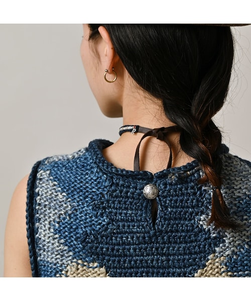 45R(フォーティファイブアール)の「ラグジャカードのキャミ(藍ベース)(トップス・レディース・75-藍ベース・00-フリー)」の9枚目の写真