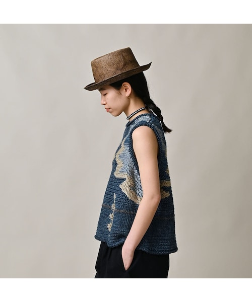 45R(フォーティファイブアール)の「ラグジャカードのキャミ(藍ベース)(トップス・レディース・75-藍ベース・00-フリー)」の5枚目の写真