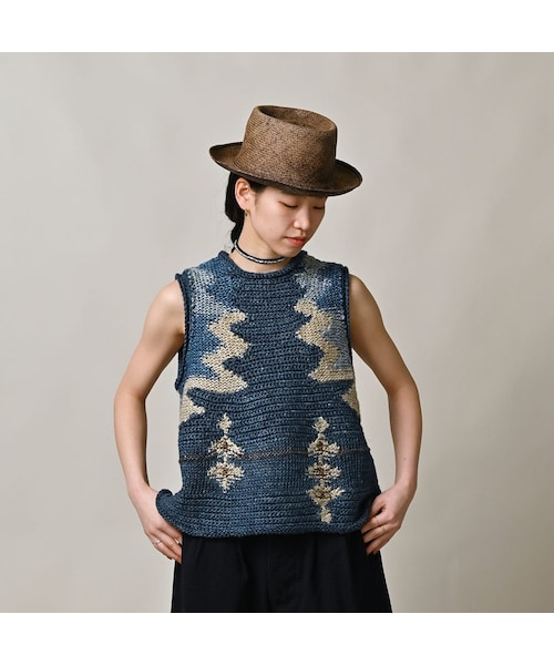 45R(フォーティファイブアール)の「ラグジャカードのキャミ(藍ベース)(トップス・レディース・75-藍ベース・00-フリー)」の4枚目の写真