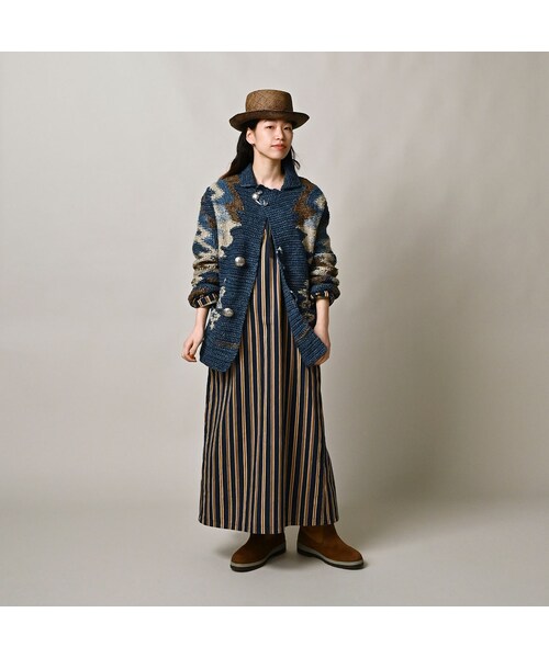 45R（フォーティファイブアール）の「ラグジャカードの908ランチジャケット（藍ベース）（トップス・レディース・75-藍ベース・02-S）」の3枚目の写真