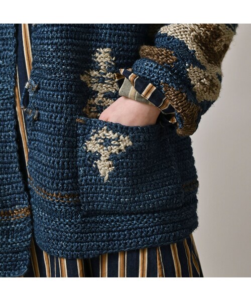 45R（フォーティファイブアール）の「ラグジャカードの908ランチジャケット（藍ベース）（トップス・レディース・75-藍ベース・02-S）」の10枚目の写真