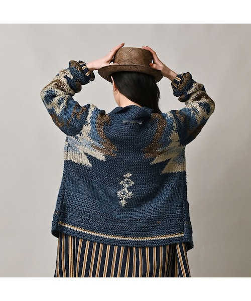 45R（フォーティファイブアール）の「ラグジャカードの908ランチジャケット（藍ベース）（トップス・レディース・75-藍ベース・02-S）」の6枚目の写真