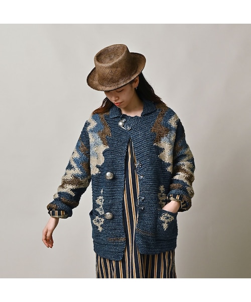 45R（フォーティファイブアール）の「ラグジャカードの908ランチジャケット（藍ベース）（トップス・レディース・75-藍ベース・02-S）」の4枚目の写真