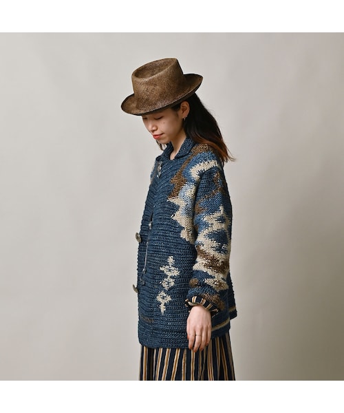 45R（フォーティファイブアール）の「ラグジャカードの908ランチジャケット（藍ベース）（トップス・レディース・75-藍ベース・02-S）」の5枚目の写真