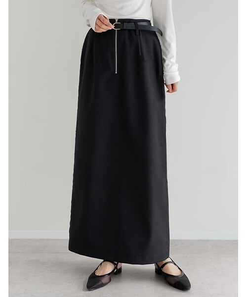 Re:EDIT（リエディ）の「フロントジップサイドカットオフスカート - スカート通販 | 人気レディースファッション - Re:EDIT（リエディ）（その他・レディース・ブラック/ベージュ/チャコールグレー・SC/M/L）」の2枚目の写真