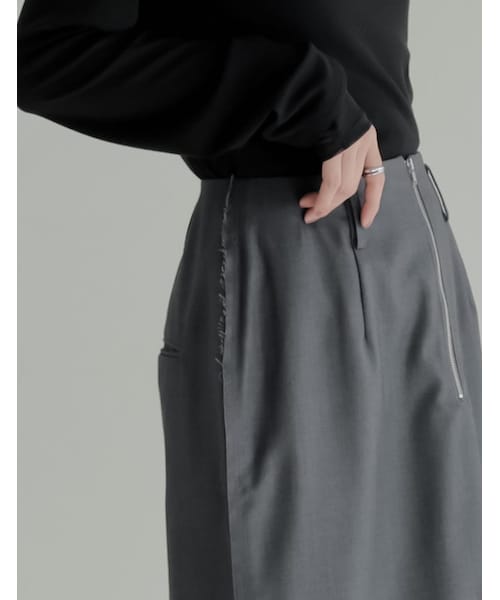 Re:EDIT（リエディ）の「フロントジップサイドカットオフスカート - スカート通販 | 人気レディースファッション - Re:EDIT（リエディ）（その他・レディース・ブラック/ベージュ/チャコールグレー・SC/M/L）」の12枚目の写真