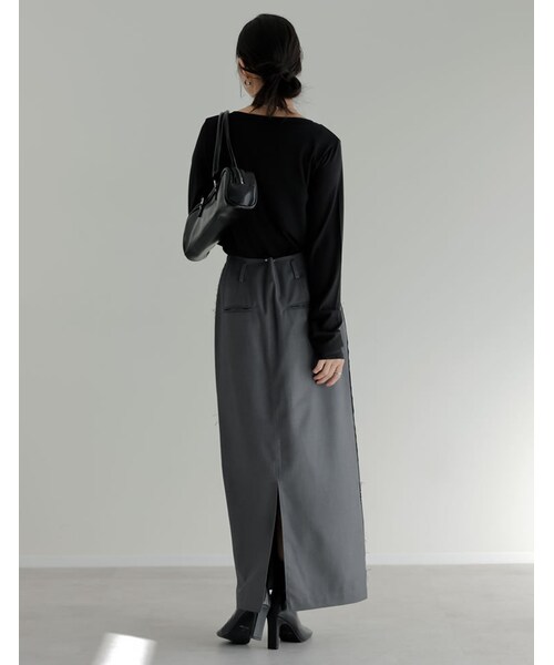 Re:EDIT（リエディ）の「フロントジップサイドカットオフスカート - スカート通販 | 人気レディースファッション - Re:EDIT（リエディ）（その他・レディース・ブラック/ベージュ/チャコールグレー・SC/M/L）」の13枚目の写真