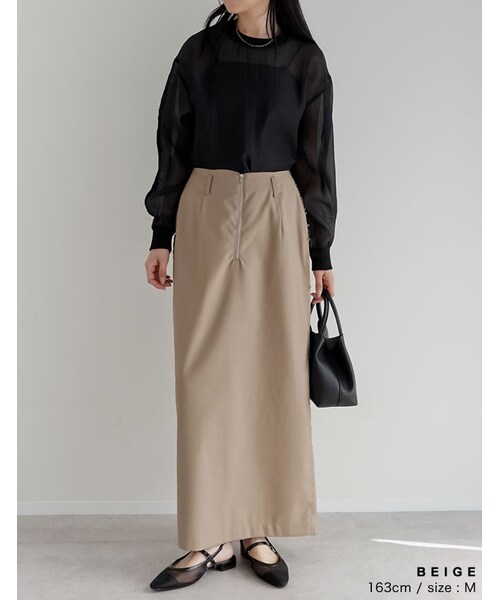 Re:EDIT（リエディ）の「フロントジップサイドカットオフスカート - スカート通販 | 人気レディースファッション - Re:EDIT（リエディ）（その他・レディース・ブラック/ベージュ/チャコールグレー・SC/M/L）」の15枚目の写真