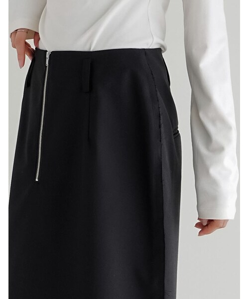 Re:EDIT（リエディ）の「フロントジップサイドカットオフスカート - スカート通販 | 人気レディースファッション - Re:EDIT（リエディ）（その他・レディース・ブラック/ベージュ/チャコールグレー・SC/M/L）」の9枚目の写真