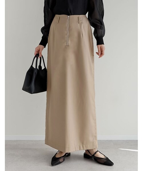 Re:EDIT（リエディ）の「フロントジップサイドカットオフスカート - スカート通販 | 人気レディースファッション - Re:EDIT（リエディ）（その他・レディース・ブラック/ベージュ/チャコールグレー・SC/M/L）」の4枚目の写真