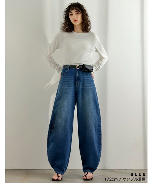 Re:EDIT（リエディ）の「バルーンワイドデニムパンツ - パンツ通販 | 人気レディースファッション - Re:EDIT（リエディ）（その他・レディース・ブラック/ネイビー/ブルー・SC/M/MT/L）」の22枚目の写真