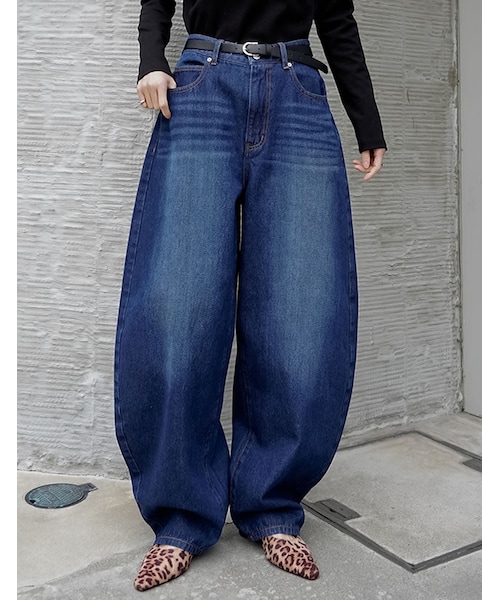 Re:EDIT（リエディ）の「バルーンワイドデニムパンツ - パンツ通販 | 人気レディースファッション - Re:EDIT（リエディ）（その他・レディース・ブラック/ネイビー/ブルー・SC/M/MT/L）」の8枚目の写真