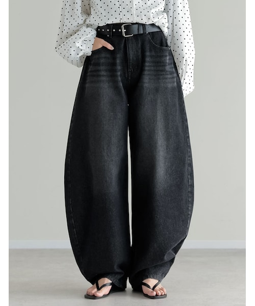 Re:EDIT（リエディ）の「バルーンワイドデニムパンツ - パンツ通販 | 人気レディースファッション - Re:EDIT（リエディ）（その他・レディース・ブラック/ネイビー/ブルー・SC/M/MT/L）」の7枚目の写真