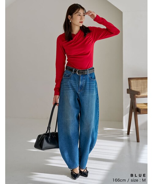 Re:EDIT（リエディ）の「バルーンワイドデニムパンツ - パンツ通販 | 人気レディースファッション - Re:EDIT（リエディ）（その他・レディース・ブラック/ネイビー/ブルー・SC/M/MT/L）」の3枚目の写真