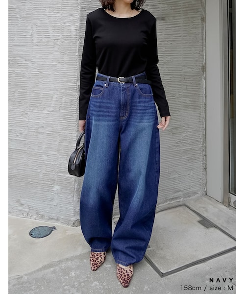 Re:EDIT（リエディ）の「バルーンワイドデニムパンツ - パンツ通販 | 人気レディースファッション - Re:EDIT（リエディ）（その他・レディース・ブラック/ネイビー/ブルー・SC/M/MT/L）」の17枚目の写真