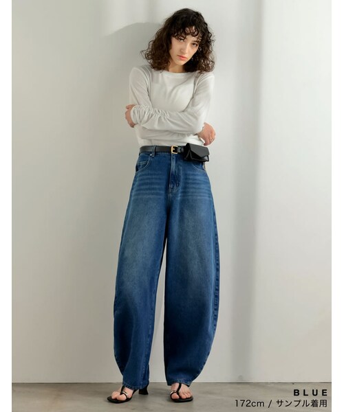 Re:EDIT（リエディ）の「バルーンワイドデニムパンツ - パンツ通販 | 人気レディースファッション - Re:EDIT（リエディ）（その他・レディース・ブラック/ネイビー/ブルー・SC/M/MT/L）」の14枚目の写真