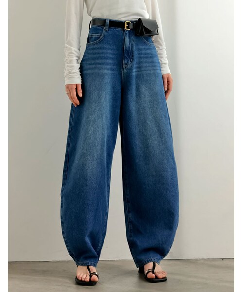 Re:EDIT（リエディ）の「バルーンワイドデニムパンツ - パンツ通販 | 人気レディースファッション - Re:EDIT（リエディ）（その他・レディース・ブラック/ネイビー/ブルー・SC/M/MT/L）」の6枚目の写真