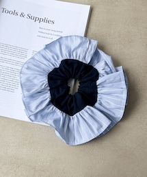 3coins | フチストライプビッグシュシュ(シュシュ)