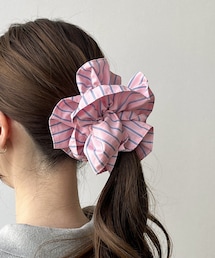 3coins | ストライプバイカラーフリルシュシュ(シュシュ)