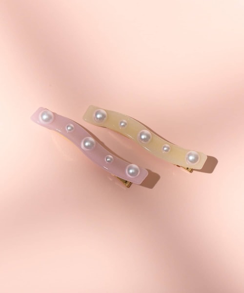 Lattice（Lattice）の「パールうねうねクリップセット(2P)（バレッタ/ヘアクリップ・レディース・ブルー/ピンク/アイボリー・FREE）」の2枚目の写真