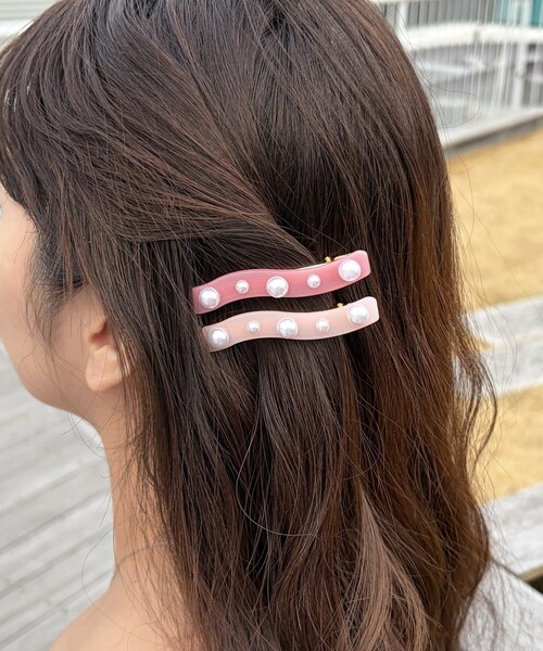 Lattice（Lattice）の「パールうねうねクリップセット(2P)（バレッタ/ヘアクリップ・レディース・ブルー/ピンク/アイボリー・FREE）」の3枚目の写真