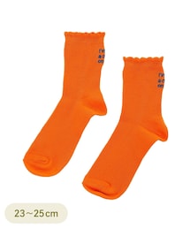 スカラップレースロゴ刺繍ソックス