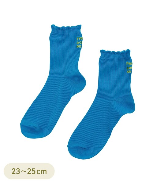 3coins（3coins）の「スカラップレースロゴ刺繍ソックス（ソックス/靴下・レディース・オレンジ/ブラック/レッド/ブルー/アイボリー・FREE）」の4枚目の写真