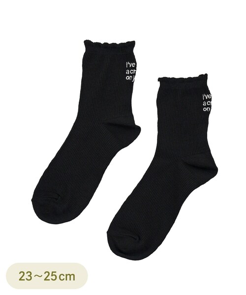 3coins（3coins）の「スカラップレースロゴ刺繍ソックス（ソックス/靴下・レディース・オレンジ/ブラック/レッド/ブルー/アイボリー・FREE）」の3枚目の写真