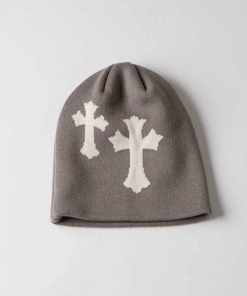 WHO'S WHO gallery（フーズフーギャラリー）の「クロスロゴビーニー（ニットキャップ/ビーニー・メンズ・ブラックその他1/グレー/ブラック・F）」の3枚目の写真