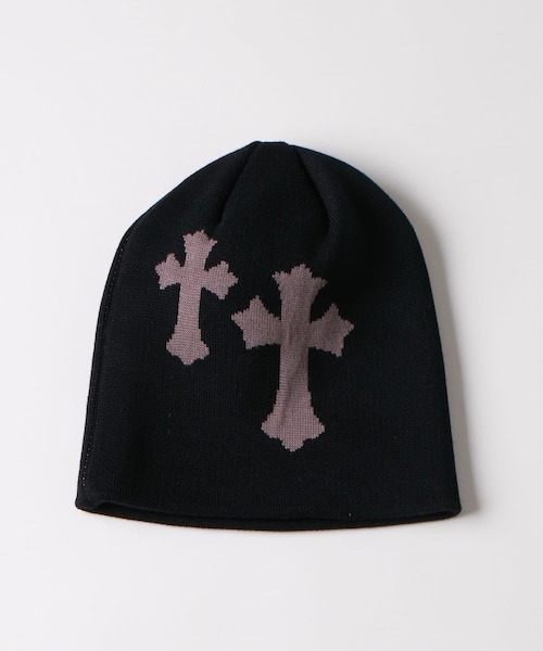 WHO'S WHO gallery（フーズフーギャラリー）の「クロスロゴビーニー（ニットキャップ/ビーニー・メンズ・ブラックその他1/グレー/ブラック・F）」の2枚目の写真