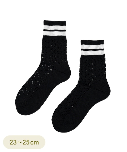 3coins（3coins）の「2本ラインレース編みソックス（ソックス/靴下・レディース・ライトグレー/ホワイト/ブラック・FREE）」の3枚目の写真