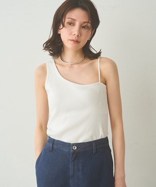 Whim Gazette（ウィムガゼット）の「【Drawing Numbers】パッド付きアシメタンク（タンクトップ・レディース・ブラック/ホワイト・38/36）」の2枚目の写真