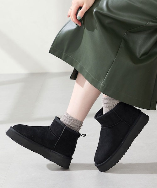 ORiental TRaffic（オリエンタルトラフィック）の「厚底ムートンショートブーツ/51409（その他・レディース・キャメル/ブラウン/ブラック/レッド・SS/S/M/L/LL/3L）」の3枚目の写真