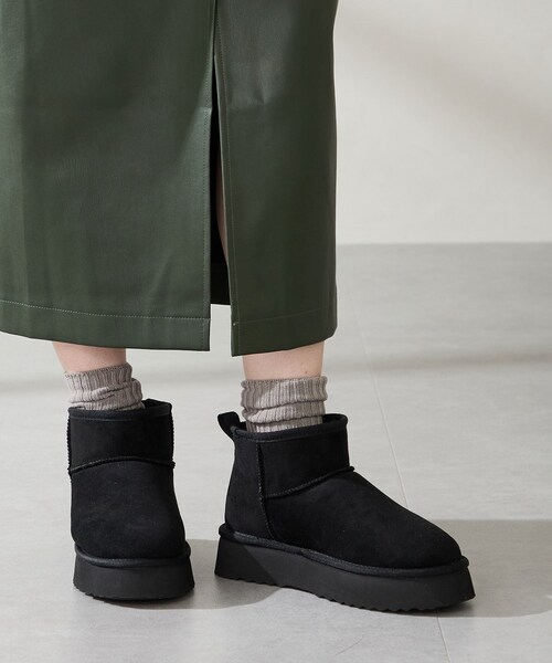 ORiental TRaffic（オリエンタルトラフィック）の「厚底ムートンショートブーツ/51409（その他・レディース・キャメル/ブラウン/ブラック/レッド・SS/S/M/L/LL/3L）」の5枚目の写真