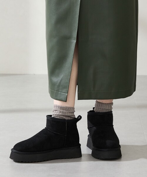 ORiental TRaffic（オリエンタルトラフィック）の「厚底ムートンショートブーツ/51409（その他・レディース・キャメル/ブラウン/ブラック/レッド・SS/S/M/L/LL/3L）」の6枚目の写真