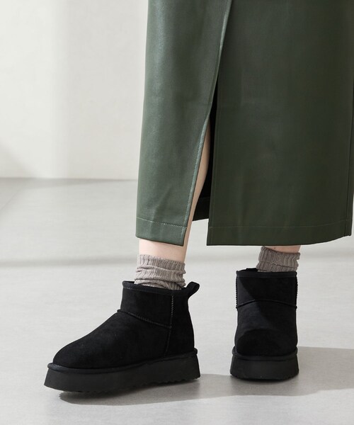 ORiental TRaffic（オリエンタルトラフィック）の「厚底ムートンショートブーツ/51409（その他・レディース・キャメル/ブラウン/ブラック/レッド・SS/S/M/L/LL/3L）」の4枚目の写真