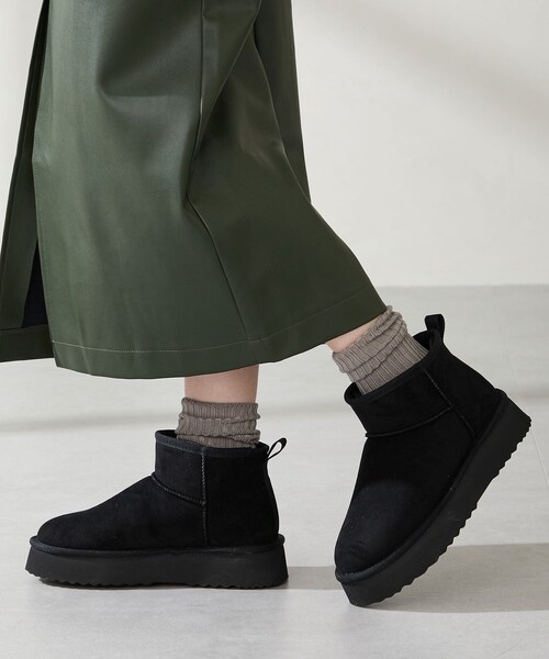 ORiental TRaffic（オリエンタルトラフィック）の「厚底ムートンショートブーツ/51409（その他・レディース・キャメル/ブラウン/ブラック/レッド・SS/S/M/L/LL/3L）」の2枚目の写真