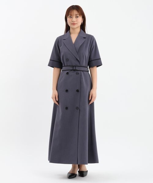 Andemiu（アンデミュウ）の「パイピングトレンチワンピース（ワンピース/ドレス・サーモンオレンジ(45)/ベージュ(52)/ネイビー(89)・F）」の14枚目の写真