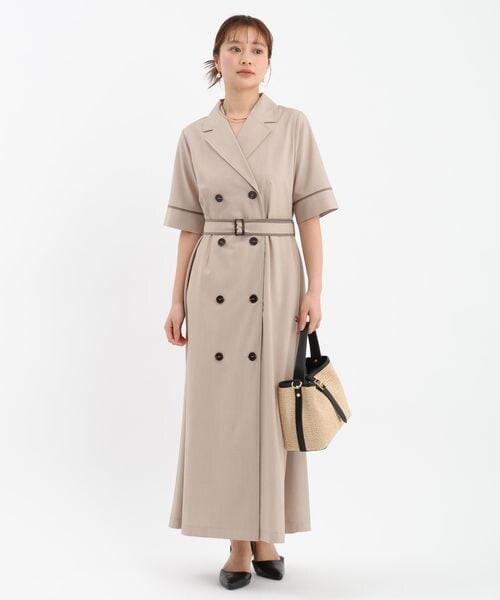 Andemiu（アンデミュウ）の「パイピングトレンチワンピース（ワンピース/ドレス・サーモンオレンジ(45)/ベージュ(52)/ネイビー(89)・F）」の9枚目の写真