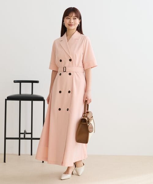 Andemiu（アンデミュウ）の「パイピングトレンチワンピース（ワンピース/ドレス・サーモンオレンジ(45)/ベージュ(52)/ネイビー(89)・F）」の6枚目の写真
