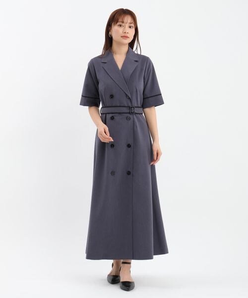 Andemiu（アンデミュウ）の「パイピングトレンチワンピース（ワンピース/ドレス・サーモンオレンジ(45)/ベージュ(52)/ネイビー(89)・F）」の12枚目の写真