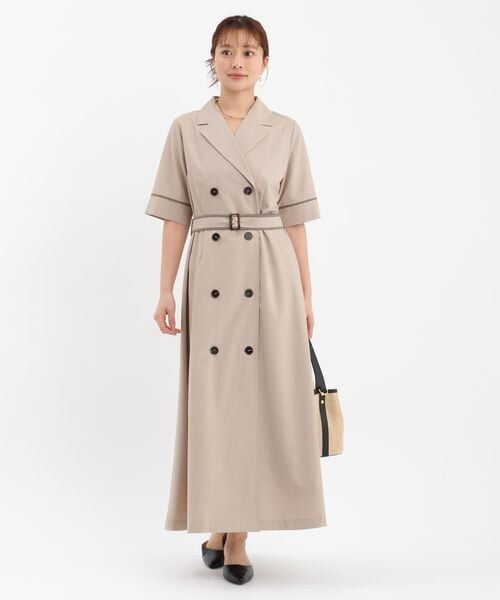 Andemiu（アンデミュウ）の「パイピングトレンチワンピース（ワンピース/ドレス・サーモンオレンジ(45)/ベージュ(52)/ネイビー(89)・F）」の10枚目の写真