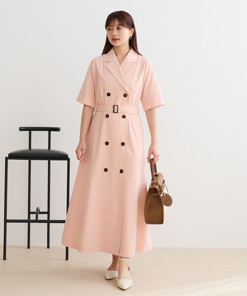 Andemiu（アンデミュウ）の「パイピングトレンチワンピース（ワンピース/ドレス・サーモンオレンジ(45)/ベージュ(52)/ネイビー(89)・F）」の4枚目の写真