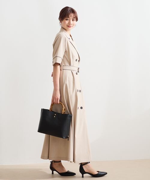 Andemiu（アンデミュウ）の「パイピングトレンチワンピース（ワンピース/ドレス・サーモンオレンジ(45)/ベージュ(52)/ネイビー(89)・F）」の5枚目の写真