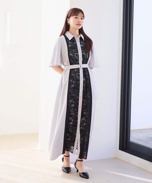 Andemiu（アンデミュウ）の「フロントキリカエレースワンピース（ワンピース/ドレス・ライトグレー(11)/グリーン(71)/ネイビー(88)・F）」の4枚目の写真