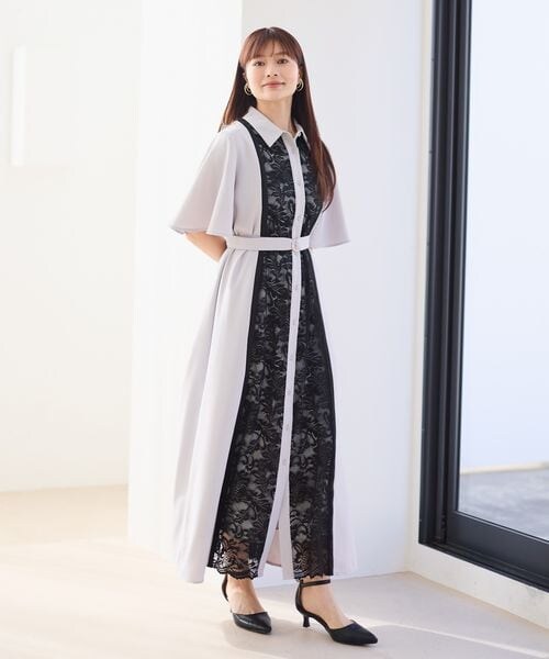 Andemiu（アンデミュウ）の「フロントキリカエレースワンピース（ワンピース/ドレス・ライトグレー(11)/グリーン(71)/ネイビー(88)・F）」の6枚目の写真